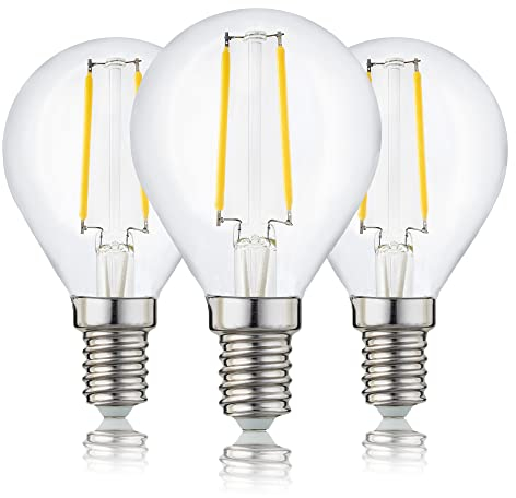 hellum E14 LED warmweiss Glühbirnen im 3er-Pack, Energiesparlampe E14 mit 2,2W ersetzt Glühbirne mit 25W, LED warmweiß mit 2700K und 250lm, Birne in G45 Tropfenform 208108