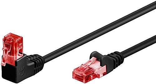 Goobay 51518 Cat 6 Câble Patch 90 degrés mâle câble réseau Ethernet PlayStation Xbox Câble LAN DSL U/UTP RJ45 mâle Noir 5 m