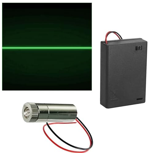 Grön linje lasermodul (1 st, 520 nm), CTRICALVER justerbart laserhuvud 3-5 V 1 st 4,5 V AA-batterier dörrfodral (Ljuskällans form: linje)