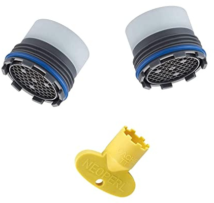 Juego de 2 aireadores + llave para grifo, 16 x 1 m, boquilla filtrante (paquete de 3)