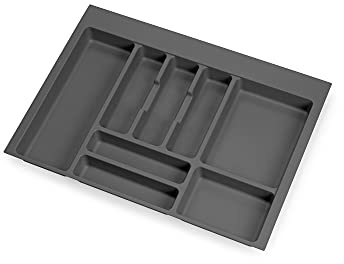 Emuca - Besteckfach für Küchenschublade Vertex/Concept 500, Modul 700 mm, Spanplatte 16mm, Kunststoff, Anthrazitgrau