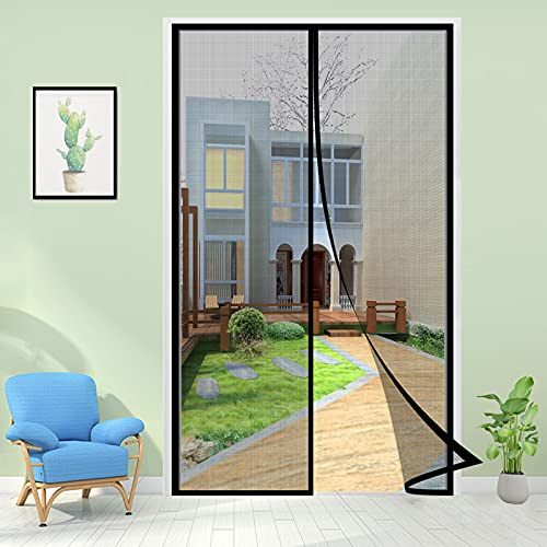 Cortina Mosquitera Magnética para Puertas, Cortina de Protección Contra Insectos para la Puerta Balcón Sala de Estar Fácil de Instalar-Black-A|| 195x205cm(76x80inch)