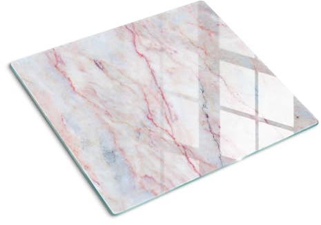 Planche à Découper pour la Cuisine 60x52 cm Pieds Antidérapants Symétrique Avec Impression Bords Polis Modernité Résistant à la Chaleur Contact Alimentaire Décoration - Marbre