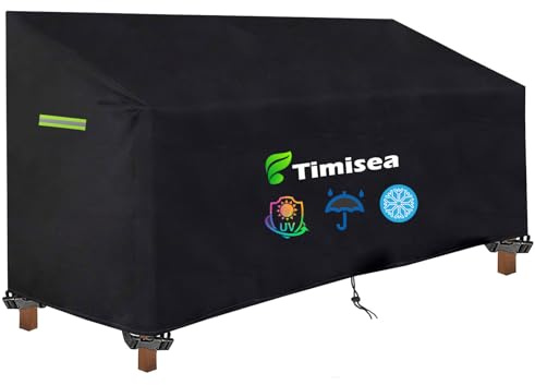Timisea 3 Sitzer Gartenbank Abdeckung Schnappverschlussgurte Wasserdicht | mit Belüftungsöffnungen 4 Abdeckplane 600D Winddicht UV-Beständig Oxford Gewebe Schutzhülle für Gartenmöbel Gartensofa