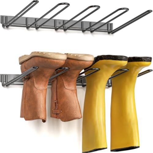 PrimZooty Boot Rack Wader Hanger Wall Mounted- (4 Pair) Sturdy Metal Boot Organizer, Tall Shoe Holder for Closet, Entryway, Indoor, Garage