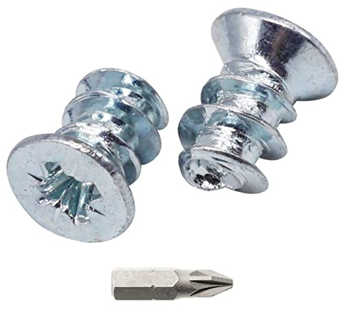 SKIR'CO (200 uds.) Tornillos europeos cincados de 6,3 x 9,5 mm, tornillos para corredera de cajón, cabeza avellanada plana, tornillos para bisagras