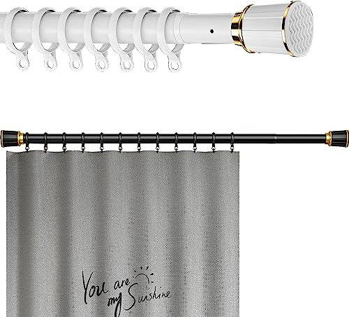 Spannstangen Für Vorhänge 0,4 M - 5 M, Keine Bohrung, Federbelastete Duschvorhangstange, Verstellbare Lange Vorhangstange Für Fenster Oder Dusche, Rostfrei, Rutschfest ( Color : Weiß , Size : 2.1m-3m