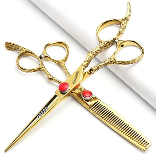 6/7-tums professionell frisörsax frisyr rosenmönster frisörsax styling verktyg japansk saxset i rostfritt stål (7-tum-2 st.)