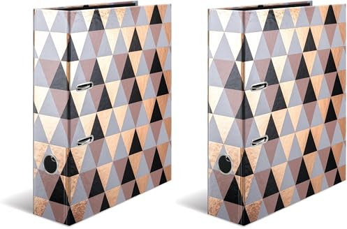 HERMA 7034 Ordner A4 GLANZvoll Abstract, 7 cm breit, Motiv Aktenordner aus Pappe mit Innendruck für Schule & Büro, stabiler Kinder Ringordner aus Karton für Jungen & Mädchen (Packung mit 2)