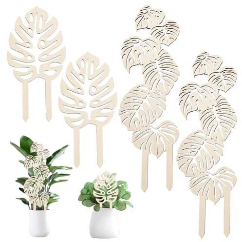 OLYCRAFT Enrejado de madera para plantas de 2 estilos, enrejado de madera en forma de hoja de Monstera para plantas en maceta, enrejado de plantas de interior pequeño, soporte de plantas de vid de