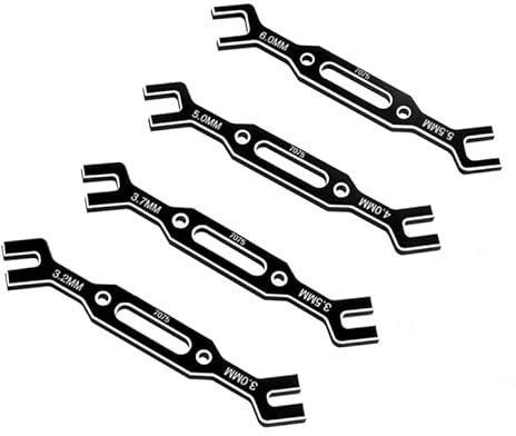 TsoLay 4Pcs Wrench 3/3.2/3.5/3.7/4/5/5.5/6mm Turnbuckle Nut Ball End Joint Remover Universal Tool for RC Car Drone Boat Black Parts Accessories