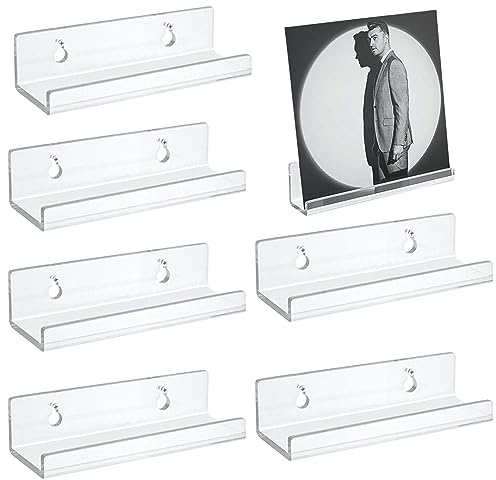 6 Pack Schallplattenregal Wandhalterung Acryl Schallplatten Display Ständer 4 Zoll, Transparent Vinyl Schallplatten Halterung Wand, Schwebende Schallplattenständer Für Platten, Album, Fotos