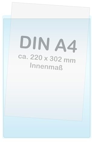 KLEBESHOP24 Självhäftande påsar | självhäftande insynsfickor | genomskinliga fickor för limning (DIN A4 | smal sida öppen | 20 st)