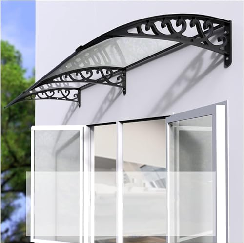 ZXNANA Fenster- und Türüberdachungen, schlagfeste Polycarbonatabdeckungen auf Dächern für Hintertüren, Vordächer und Fenster (Clear 80x150cm)