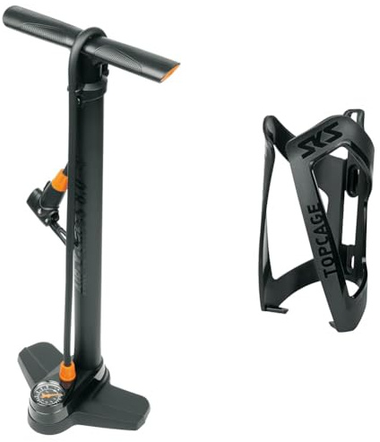 SKS GERMANY AIR-X-Press 8.0 Standpumpe & TOPCAGE Black Flaschenhalter für Fahrräder