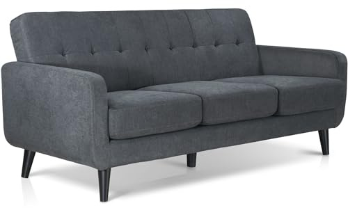 WeDoSofas OSLO 3 Seater Chenille Sofa (Charcoal) – Chenille 3 Seater Couch for Modern Living Rooms, Bedrooms & Open Plan Spaces – Spacious Comfortable Family Lounge Seating