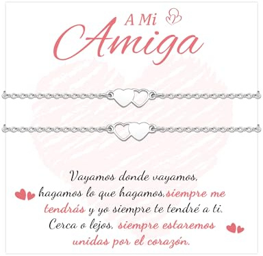 BOCHOI 2Pcs Pulsera Mujer Regalos para Amigas Regalos Amigas Originales, Pulseras Amistad Regalos para Hermanas Pulseras de la Amistad Regalo Amiga Cumpleaños Navidad Pulsera Acero Inoxidable Mujer