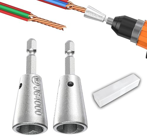 Wire Twister Tool for Drill, New Upgrades Drill Wire Nut Twister Bit, Electrical Wire Twister Tool with 1/4 Shank, Wire Connectors Twisting Stripping Tool, Wire Cable Twister Drill Bit(2pcs)