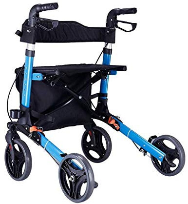 Déambulateur robuste avec siège et double frein – Chariot de courses pliable pour personnes âgées, cadre de marche médical d'aide à la poussette et scooter
