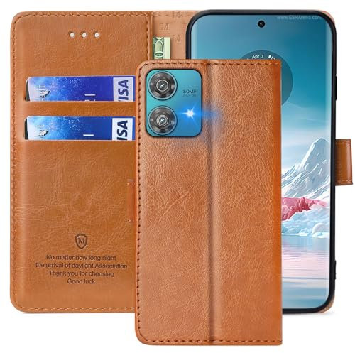 FMPCUON Funda para Moto Edge 40 Neo,Funda Libro Moto Edge 40 Neo Funda con Tapa,Cuero Carcasa Magnético Funda Cartera Móvil para Moto Edge 40 Neo, Marrón