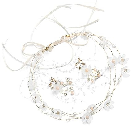 WOONEKY Elegante Juego De Diademas De Flores Para Novia Con Decoraciones Para Bodas Tocados Para Fiestas Diademas Para Novia