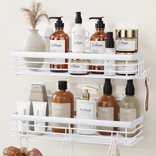 Orimade Duschablage ohne Bohren Edelstahl Duschregal Duschkörbe für für Shampoo und Duschgel 2 Stück Weiß