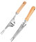 Lot de 2 désherbeurs manuels en acier inoxydable avec manche en bois - Outils de jardin - Avec poignée en bois naturel - Pour désherber le jardin, transplanter