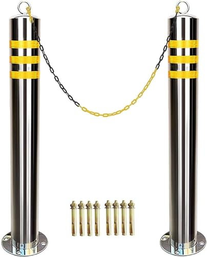 Parkschranke, Parkleitplanken, Sicherheits-Parkpollerpfosten, 2 Stück, Parksperre mit Kette, Einfahrtssperre aus Edelstahl