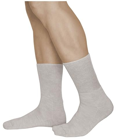 vitsocks Hombre Calcetines Diabéticos Invierno LANA MERINO Anchos (2 PARES) No Aprietan Pies Diabetes Piernas Hinchadas Especial, beige, 44-46