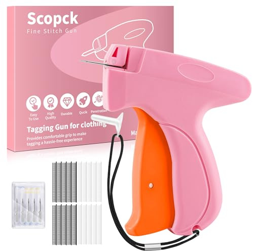 Stitch Gun for Clothes - Handheld Stitch Gun Quick Clothing Fixer - Tagging Gun - Includes 6 Needle, 1000 Black Fasteners & 1000 White Fasteners