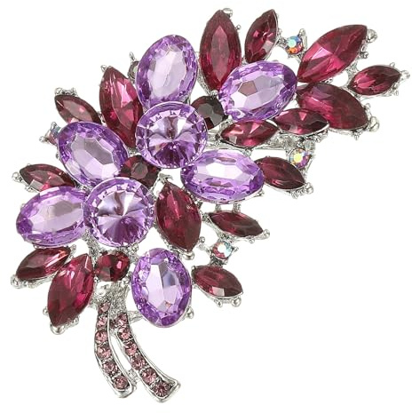 PATIKIL Broche en forme de feuille de fleur en strass, broche tendance en forme de feuille de cristal vintage