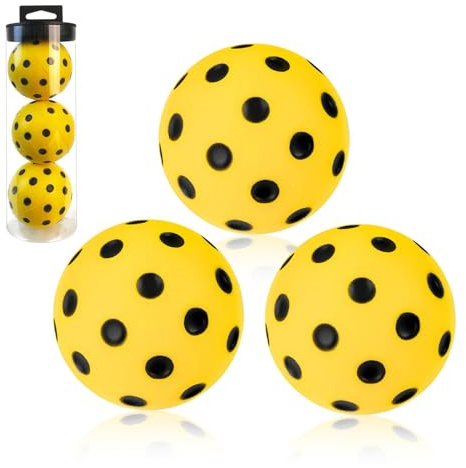 Lot de 3 balles de Pickleball silencieuses en Mousse - Balles d'exercice de Pickleball Douces - Silencieuses - pour s'entraîner à l'intérieur - avec Tube de Balle