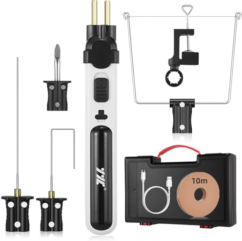 Styroporschneider Heißdrahtschneider Akku,Elektrischer styropor schneider mit LED-Vorleuchte,Kunststoffbox, Heiß-styroporschneider für Schnittkanten Kunststoffe & styropor (Schwarz Style)
