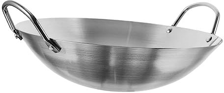 Cabilock Wok Da Cucina in Acciaio Inossidabile Resistente Allusura Da 30 Cm Pentola Per Cucina Domestica Distribuzione Uniforme Del Calore
