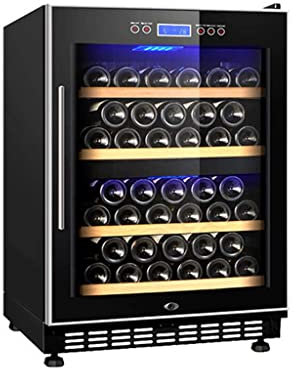 IUBGFTO Refrigerador Enfriador de Vino - Enfriador de Botellas de Vino con compresor - Zonas de Temperatura Dual - Función de Memoria de Temperatura