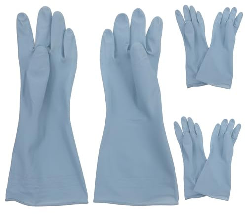 JEWEDECO 3 Paar Spülhandschuhe Pvc Lange Küchenhandschuhe Haushaltshandschuhe l Blau Wiederverwendbar Schutz Vor Nässe Reinigung