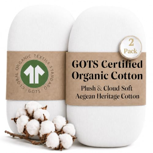 GOTS Organic 2 x Moses Basket Fitted Sheets - Luxuriously Tick 190GSM Organic Cotton - Softest Combed Cotton - Compatible With Clair de lune Moses Basket & Pram, Stroller Matress Cover Sheet
