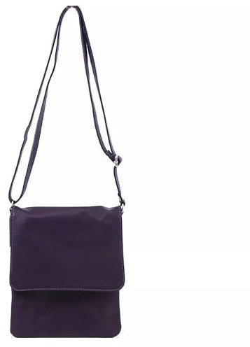 Vera Pelle Sac à bandoulière en cuir véritable pour femme, violet, Medium Clutch