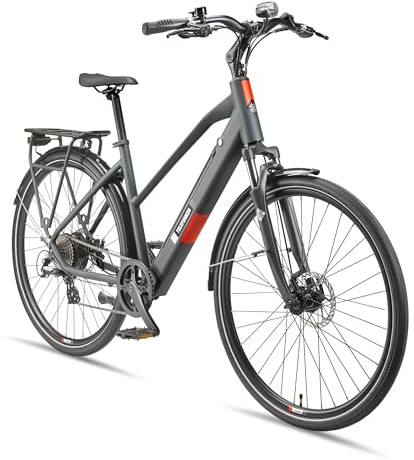TELEFUNKEN E-Bike 28 Zoll Fahrrad für Damen | Trekking Pedelec mit 8-Gang Kettenschaltung & Scheibenbremsen | Elektrofahrrad mit 250 W Heckmotor & integriertem 417,6 Wh Li-Ion-Akku