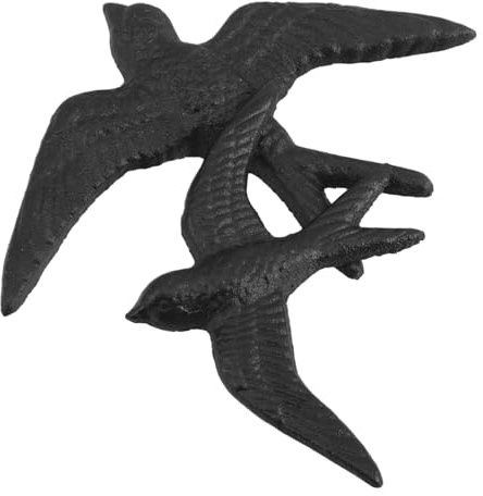 TOYANDONA 2 Piezas de Arte Mural de Pájaro de Hierro Negro Vintage, Decoración Creativa y Resistente para Interiores y Entradas, Adornos Versátiles para Pared