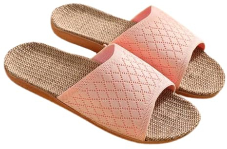 GALPADA Pantoufles D'été pour Femme en Tissu Tricoté Léger et Confortable, Absorption Sueur, Design Simple et Antidérapant pour Loisirs la Maison, Rose