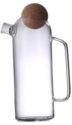 MUELODSIC Tetera de Vidrio Transparente Engrosado Capacidad 1200ml Tapa de Corcho Resistente al Calor y Frío para Té y Jugos Adecuado para Hogar y Oficina