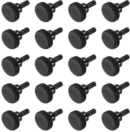 QUARKZMAN M3x5mm Flache Rändelschrauben, Flachkopf Schulter 20 Stück | Messschieber-Schrauben Schwarz Stahl diamantgerändelte Kopfschrauben Griffknöpfe Klemmschraube
