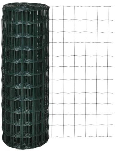 Maschendraht Gitterzaun, 10x1,0m geschweißtes Stahlgeflecht, 76x63mm Maschenweite, PVC-beschichtet grün, für Garten, Hühnerstall, Tiergehege Schutz, Rolle