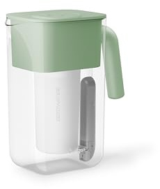 Culligan with ZeroWater Technology 10-Cup Water Filter Pitcher – Includes 5-Stage Advanced Water Filter, IAPMO Certified to Reduce Lead, Total PFAS, Mercury, Fluoride, and Chlorine - Sage