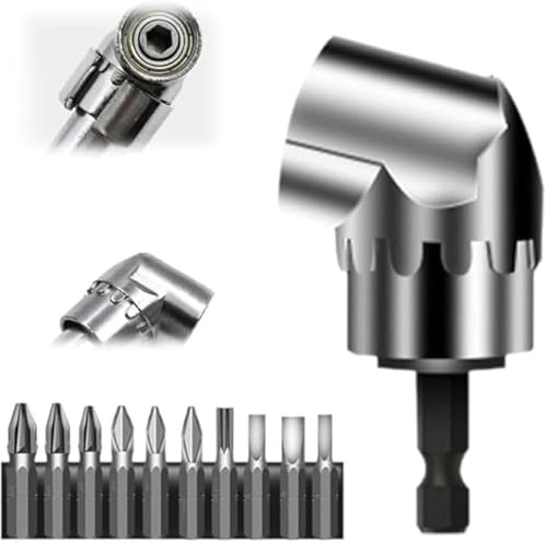 2026 Neu Corner Tool Screw, 105° Winkelschrauber Vorsatz Adapter, Winkelbohraufsatz Akkuschrauber & Bohrmaschine, Magnetischer Winkeladapter für Zubehör Heimwerker Garage, Bauarbeiter (Kurz)