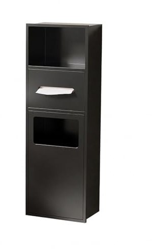 KAXLDHH Portarrollos de Papel Higiénico Empotrable con Papelera Integrada, Hornacina de Baño en Acero Inoxidable 306, Soporte de Papel WC con Almacenamiento para Reforma(Nero,700x240x125mm)