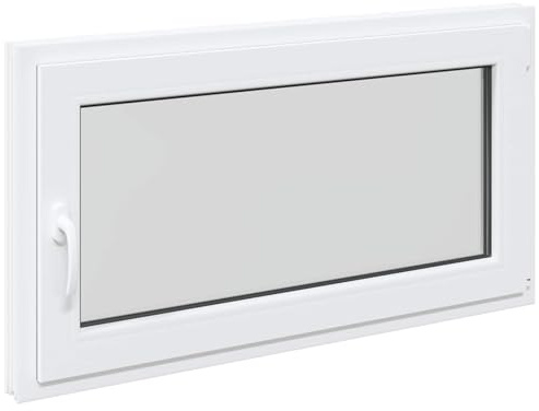 Källarfönster RISOR vit 110 x 50 cm PVC och glas, modern källarfönsterdesign, hållbar PVC-glaskonstruktion, energieffektiv, värmeisolering, ljudisolering, roterande funktion