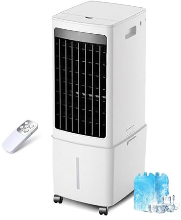12L Enfriador De Aire PortáTil, 3 Velocidades, Aire Acondicionado PortáTil con Control Remoto, Temporizador De 7,5h, DepóSito De Agua ExtraíBle, Climatizador Evaporativo para Casa Oficina