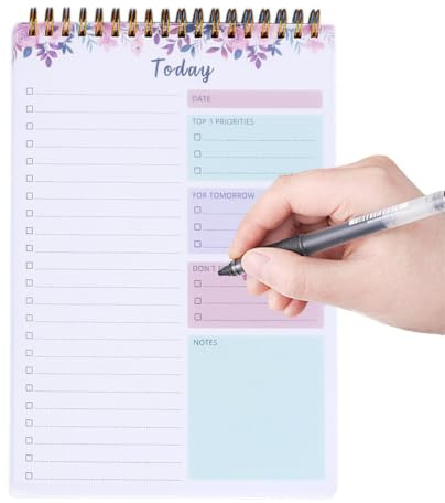 Blocco note giornaliero per lista di controllo, 52 fogli, lista di controllo, agenda giornaliera, organizer, portatile, robusto pianificatore di attività per la scuola, pianificazione